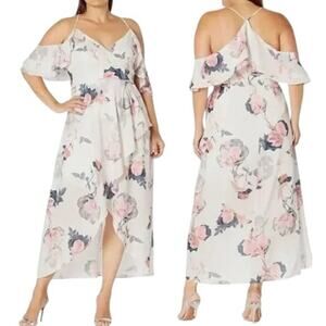 NWT CITY CHIC Lotus Lust Floral Maxi Wrap Dress in Ivory  SZ 18